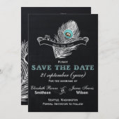 ヴィンテージシャルボードピーコック日付を保存 セーブザデート (正面/裏面)