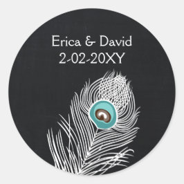 ヴィンテージシャルボードピーコック結婚式の引き出物のシール ラウンドシール