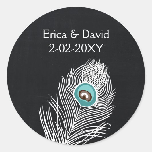 ヴィンテージシャルボードピーコック結婚式の引き出物のシール ラウンドシール (正面)