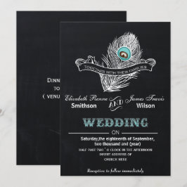 ヴィンテージシャルボードピーコック結婚式の招待 招待状