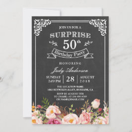 ヴィンテージシャルボードフローラサプライズ誕生日パーティー 招待状