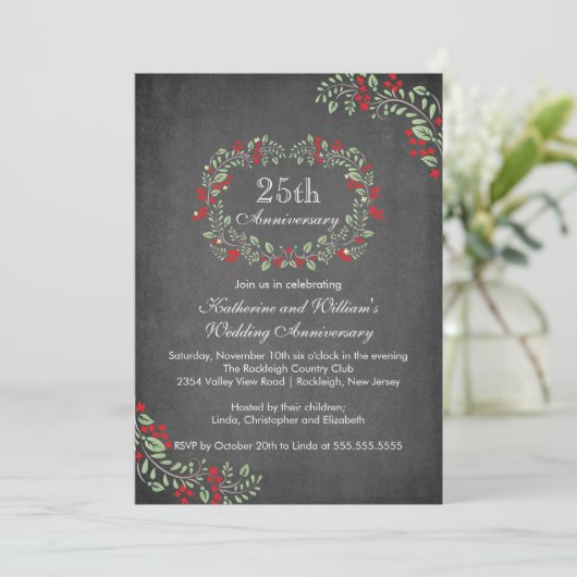 ヴィンテージシャルボードフローラフレーム記念日パーティー 招待状 (スタンド正面)