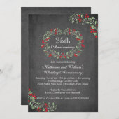 ヴィンテージシャルボードフローラフレーム記念日パーティー 招待状 (正面/裏面)