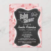 ヴィンテージシャルボードベビーピンク迷彩柄；カモフラージュ 招待状 (正面/裏面)