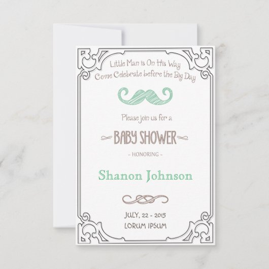 ヴィンテージシャルボードボーイバベイシャワー招待状 招待状 (正面)