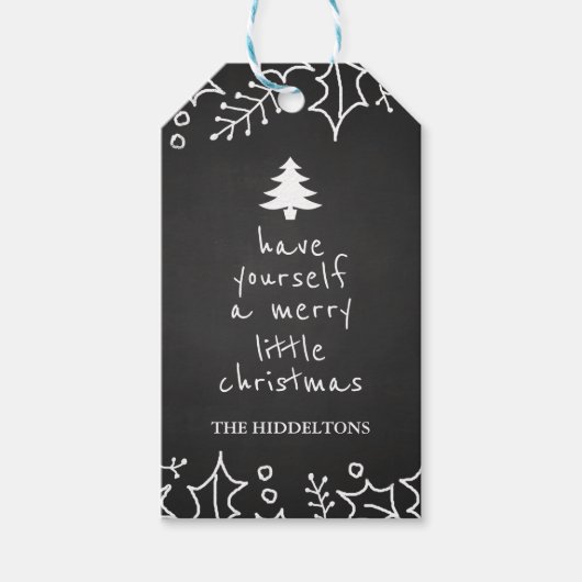 ヴィンテージシャルボードメリークリスマスタイポグラフィ ギフトタグ (正面)