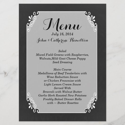 ヴィンテージシャルボードルックカスタムウェディングメニュー メニュー (正面)