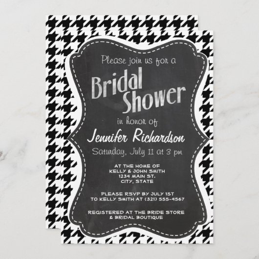 ヴィンテージシャルボードルック千鳥格子のス 招待状 (正面/裏面)