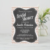 ヴィンテージシャルボードルック;茶色のシェブロンパターン 招待状 (スタンド正面)