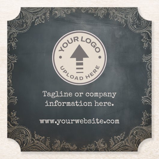 ヴィンテージシャルボード会社のビジネスロゴ ペーパーコースター (正面)