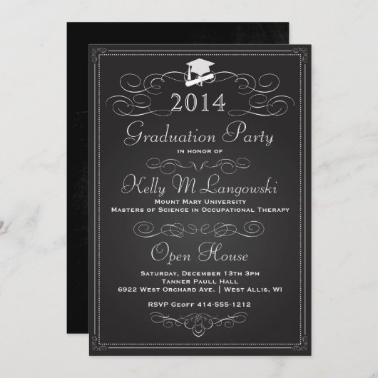 ヴィンテージシャルボード卒業招待状 招待状 (正面/裏面)