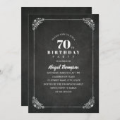 ヴィンテージシャルボード大人70歳の誕生日パーティー 招待状 (正面/裏面)