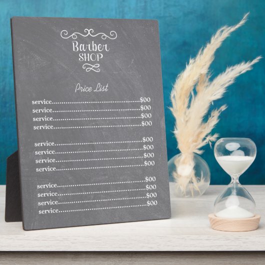 ヴィンテージシャルボード理容師ショップ白い渦巻き フォトプラーク (側面)