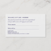 ヴィンテージシャルボード理容師ショップ白い渦巻き 紹介カード (裏面)