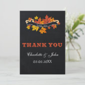 ヴィンテージシャルボード秋の結婚式ありがとう 招待状 (スタンド正面)