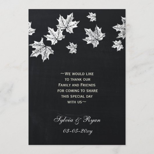 ヴィンテージシャルボード秋の結婚式のメニューカード メニュー (裏面)