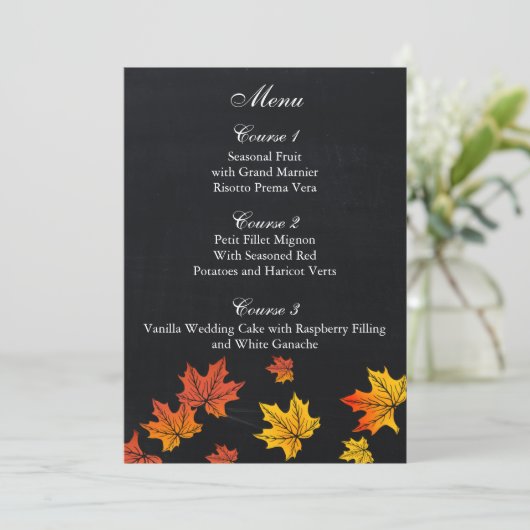 ヴィンテージシャルボード秋の結婚式のメニューカード メニュー (スタンド正面)