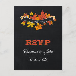 ヴィンテージシャルボード秋の結婚式rsvp インビテーションポストカード