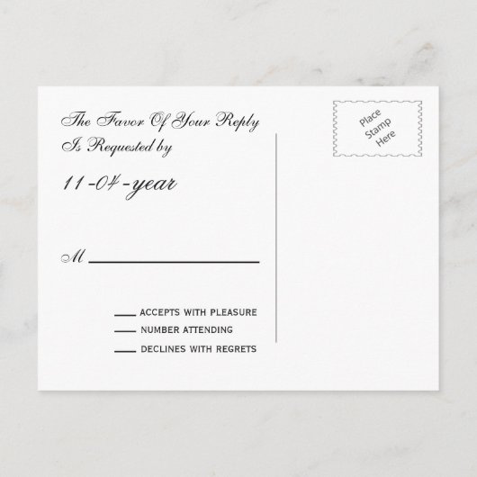 ヴィンテージシャルボード秋の結婚式rsvp インビテーションポストカード (裏面)