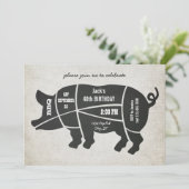 ヴィンテージシャルボード誕生日BBQ招待状 招待状 (スタンド正面)