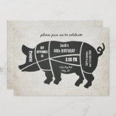 ヴィンテージシャルボード誕生日BBQ招待状 招待状 (正面/裏面)