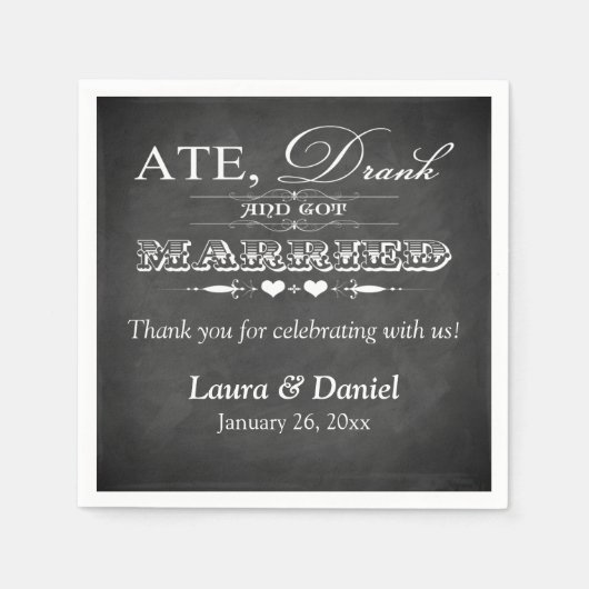 ヴィンテージシャルボード、ハート結婚ズ・ナプキン3 スタンダードカクテルナプキン (正面)