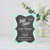 ヴィンテージシャルボード; Aquamarine Chevron;ジグザグ インビテーションポストカード (スタンド正面)