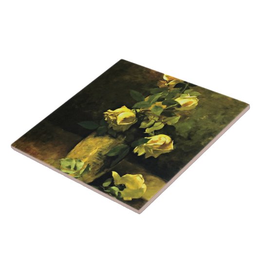 ヴィンテージシャルルイーサンポーター黄色のバラin a Vas タイル (側面)