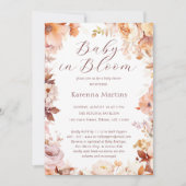ヴィンテージシャワーにおける白色フローラ秋ベビー 招待状 (正面)