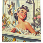 ヴィンテージシャワーピンアップ シャワーカーテン (正面)