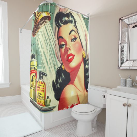 ヴィンテージシャワーピンアップ シャワーカーテン (インサイチュ)
