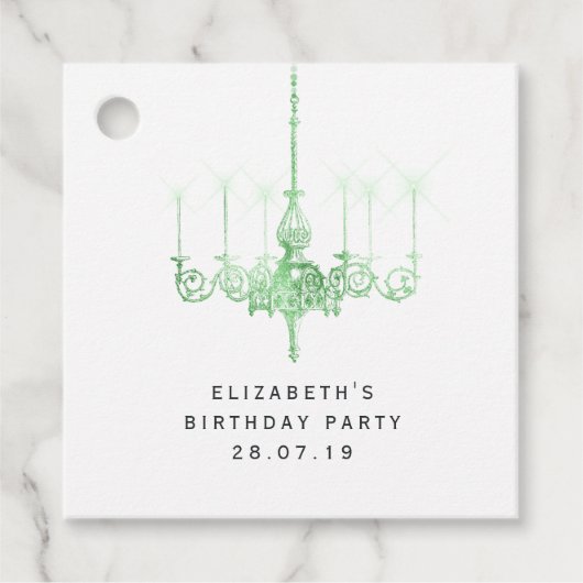 ヴィンテージシャンデリアとグリーングランジダマスク フェイバータグ (正面)