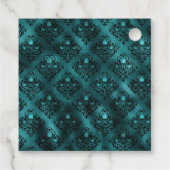 ヴィンテージシャンデリアとティール（緑がかった色）バラダマスク フェイバータグ (裏面)