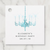 ヴィンテージシャンデリアとティール（緑がかった色）バラダマスク フェイバータグ (正面)