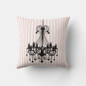 ヴィンテージシャンデリアとピンクストライプ色のパターン クッション (裏面)