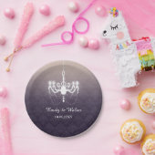 ヴィンテージシャンデリアのパープル結婚ズの固定具 ペーパープレート (パーティー)