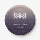 ヴィンテージシャンデリアのパープル結婚ズの固定具 ペーパープレート (正面)