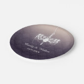 ヴィンテージシャンデリアのパープル結婚ズの固定具 ペーパープレート (アングル)