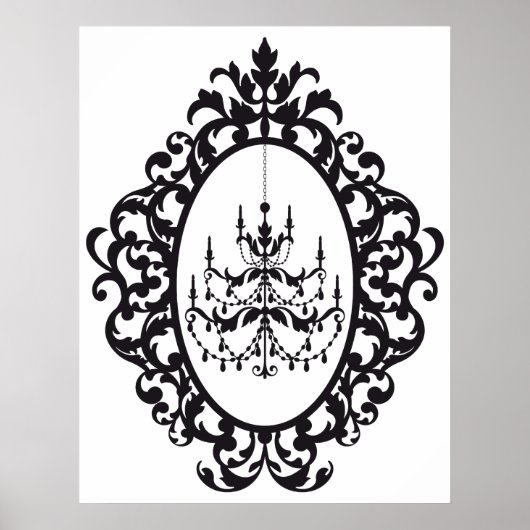 ヴィンテージシャンデリアアンティーク写真枠 ポスター (正面)