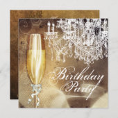 ヴィンテージシャンデリアウーマンズバースデーパーティー 招待状 (正面/裏面)