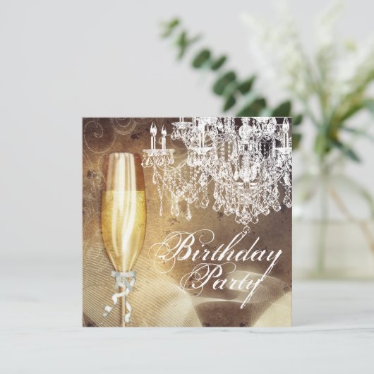 ヴィンテージシャンデリアウーマンズバースデーパーティー 招待状 (スタンド正面)