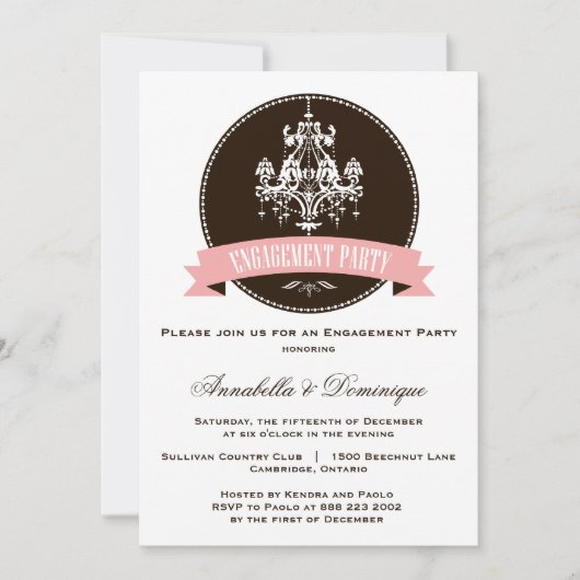 ヴィンテージシャンデリアエンゲージメントパーティー招待状 招待状 (正面)