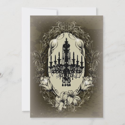 ヴィンテージシャンデリアリリーヴィンテージブライダルシャワー 招待状 (正面)