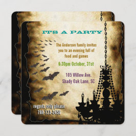 ヴィンテージシャンデリア及びこうもりハローウィンパーティ 招待状