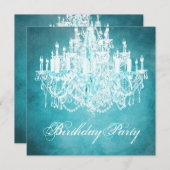 ヴィンテージシャンデリア女性40th誕生日パーティー 招待状 (正面/裏面)