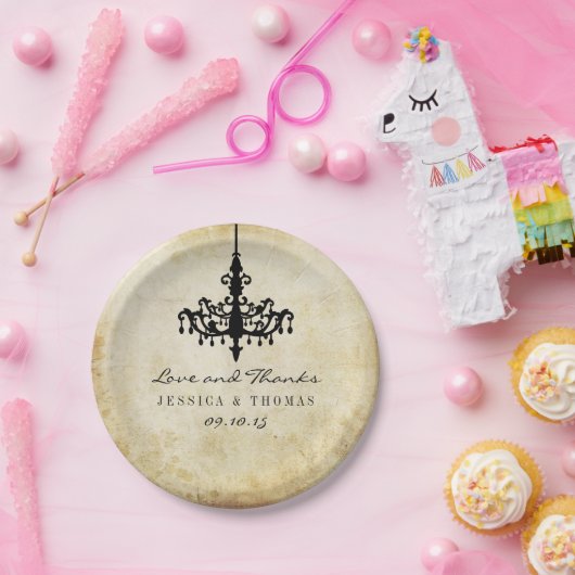 ヴィンテージシャンデリア結婚ズコレクション ペーパープレート (パーティー)