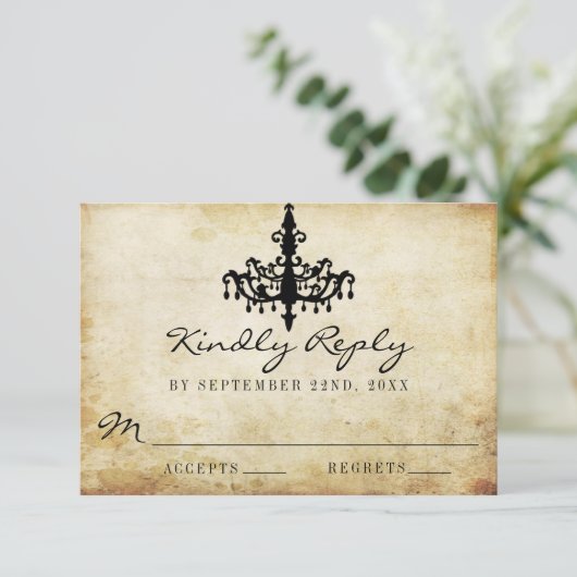 ヴィンテージシャンデリア結婚ズコレクション 出欠カード (スタンド正面)