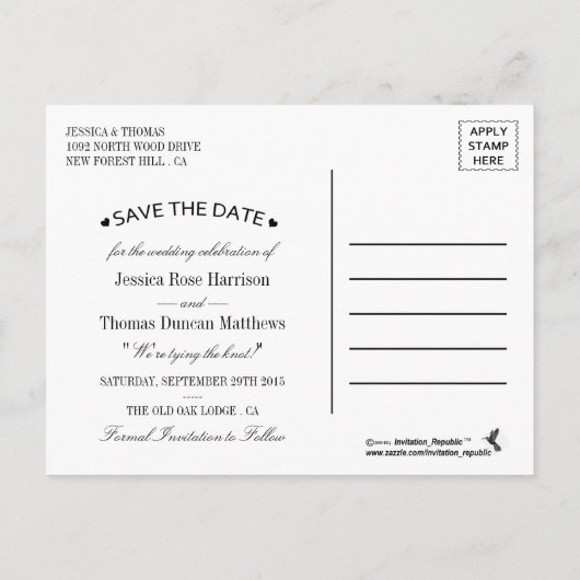 ヴィンテージシャンデリア結婚ズコレクション 案内ポストカード (裏面)