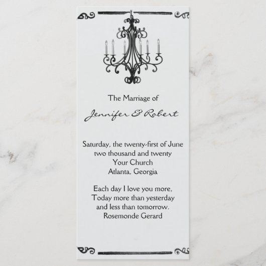 ヴィンテージシャンデリア結婚式 プログラム (正面)