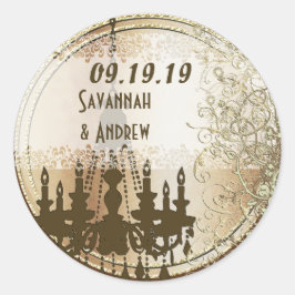 ヴィンテージシャンデリア結婚金ゴールドシール ラウンドシール